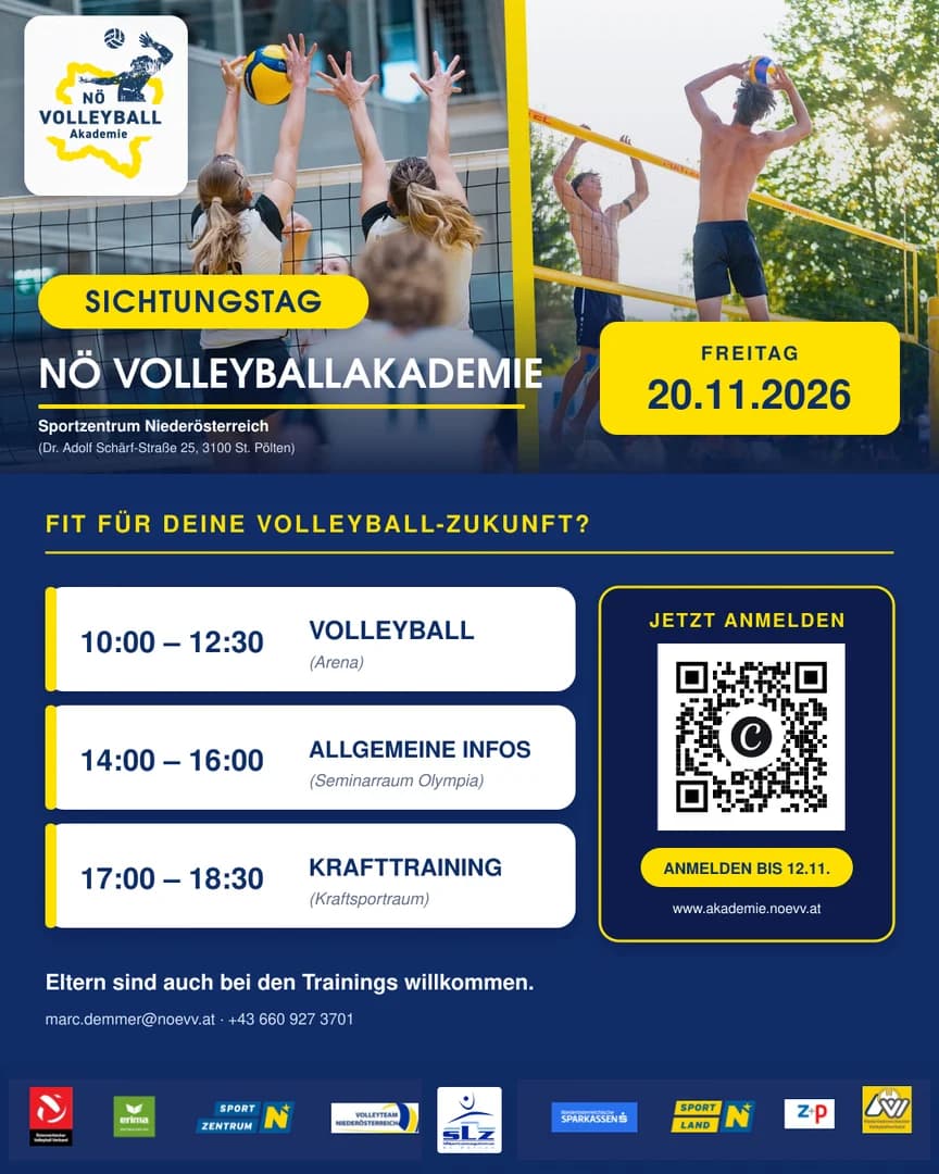 NÖ Volleyballakademie lädt zum Sichtungstag 2026