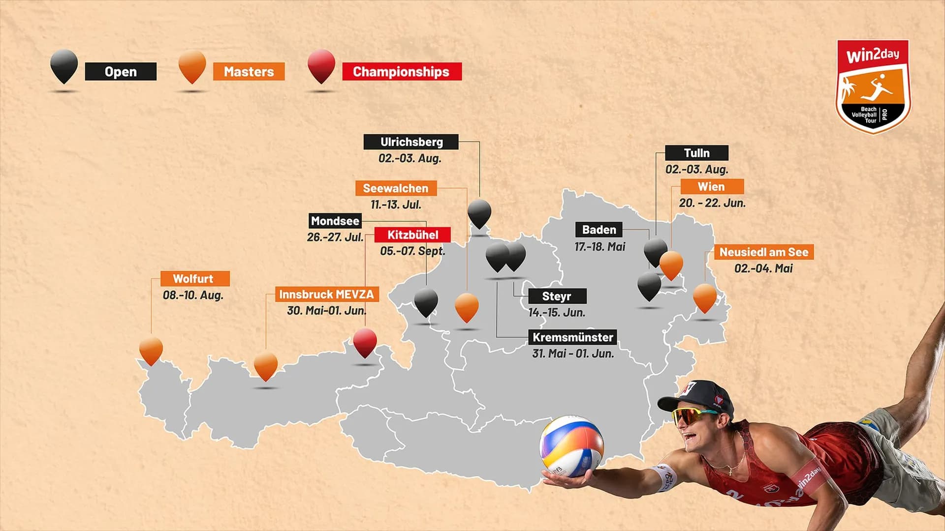 win2day Beach Tour-Premiere in Steyr – Baden-Siegerinnen führen Setzliste an